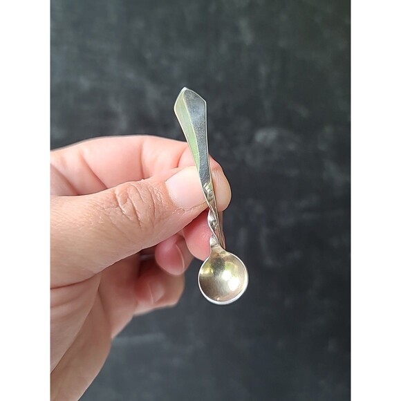 925 Sterling Silver Sppon Shaped Brooch Vintage Mexico - Picture 1 of 11
